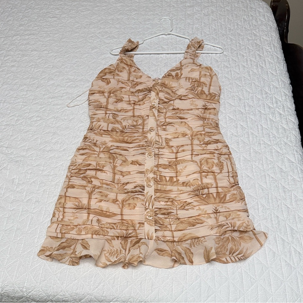 Ted Baker Cream, Pink, and Brown Mini Dress
